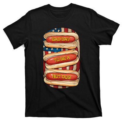 Bad Day To Be A Hot Dog July 4th Patriotic Summer Bbq Funny T-Shirt