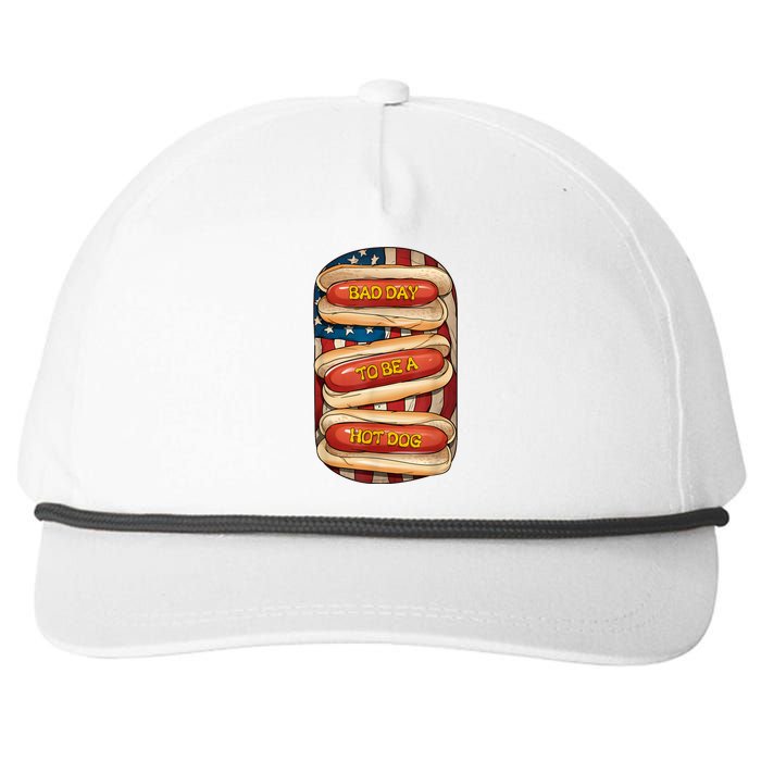 Bad Day To Be A Hot Dog July 4th Patriotic Summer Bbq Funny Snapback Five-Panel Rope Hat