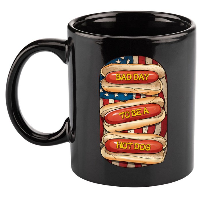 Bad Day To Be A Hot Dog July 4th Patriotic Summer Bbq Funny 11oz C Handle Ceramic Mug