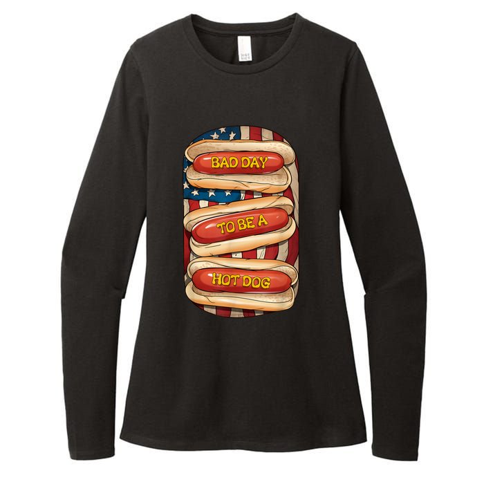 Bad Day To Be A Hot Dog July 4th Patriotic Summer Bbq Funny Womens CVC Long Sleeve Shirt