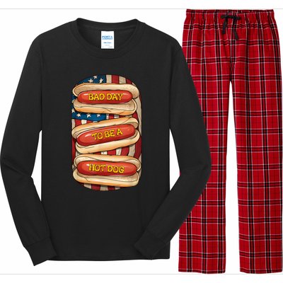 Bad Day To Be A Hot Dog July 4th Patriotic Summer Bbq Funny Long Sleeve Pajama Set