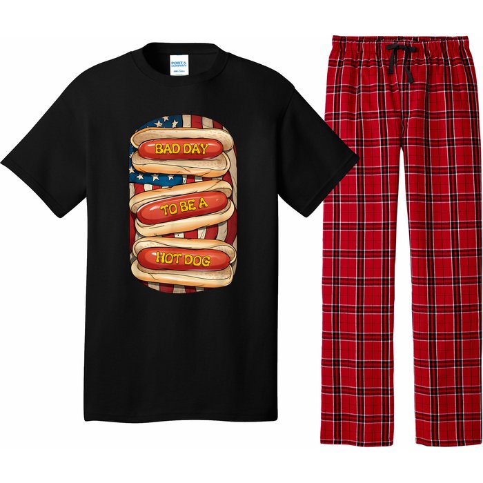 Bad Day To Be A Hot Dog July 4th Patriotic Summer Bbq Funny Pajama Set