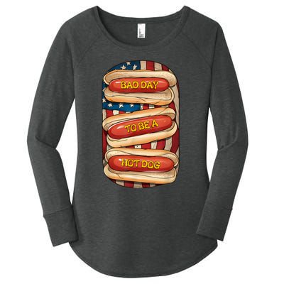 Bad Day To Be A Hot Dog July 4th Patriotic Summer Bbq Funny Women's Perfect Tri Tunic Long Sleeve Shirt