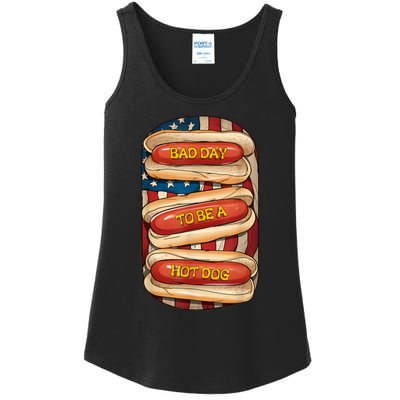 Bad Day To Be A Hot Dog July 4th Patriotic Summer Bbq Funny Ladies Essential Tank