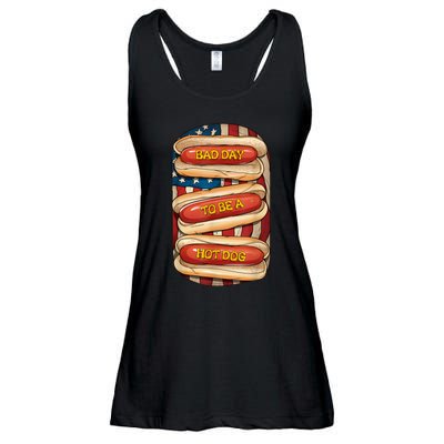 Bad Day To Be A Hot Dog July 4th Patriotic Summer Bbq Funny Ladies Essential Flowy Tank