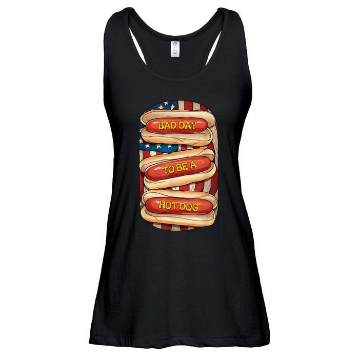 Bad Day To Be A Hot Dog July 4th Patriotic Summer Bbq Funny Ladies Essential Flowy Tank