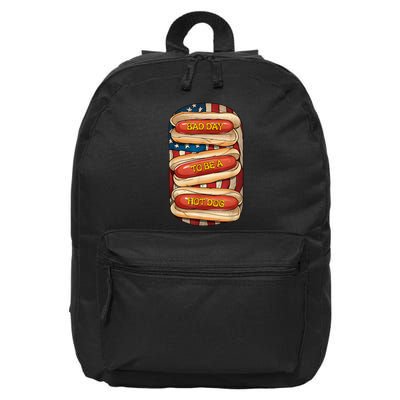 Bad Day To Be A Hot Dog July 4th Patriotic Summer Bbq Funny 16 in Basic Backpack