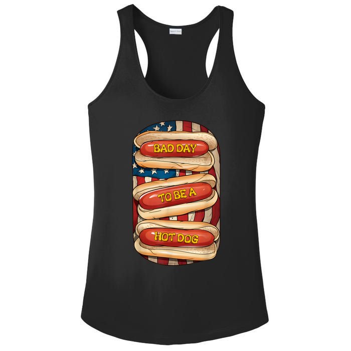 Bad Day To Be A Hot Dog July 4th Patriotic Summer Bbq Funny Ladies PosiCharge Competitor Racerback Tank