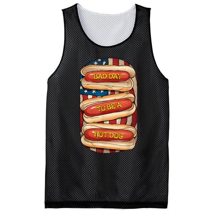 Bad Day To Be A Hot Dog July 4th Patriotic Summer Bbq Funny Mesh Reversible Basketball Jersey Tank