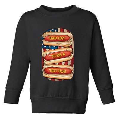 Bad Day To Be A Hot Dog July 4th Patriotic Summer Bbq Funny Toddler Sweatshirt
