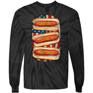 Bad Day To Be A Hot Dog July 4th Patriotic Summer Bbq Funny Tie-Dye Long Sleeve Shirt