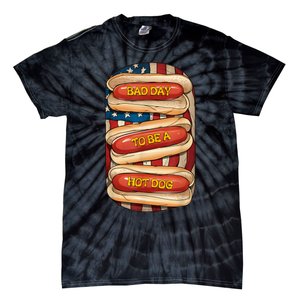 Bad Day To Be A Hot Dog July 4th Patriotic Summer Bbq Funny Tie-Dye T-Shirt