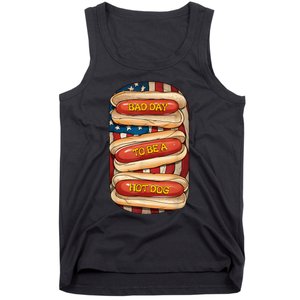 Bad Day To Be A Hot Dog July 4th Patriotic Summer Bbq Funny Tank Top