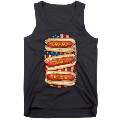 Bad Day To Be A Hot Dog July 4th Patriotic Summer Bbq Funny Tank Top