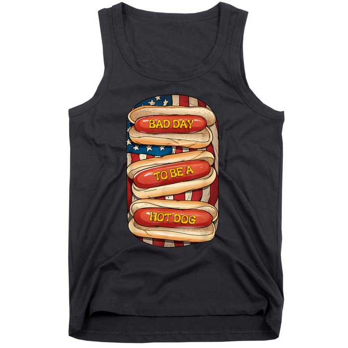 Bad Day To Be A Hot Dog July 4th Patriotic Summer Bbq Funny Tank Top