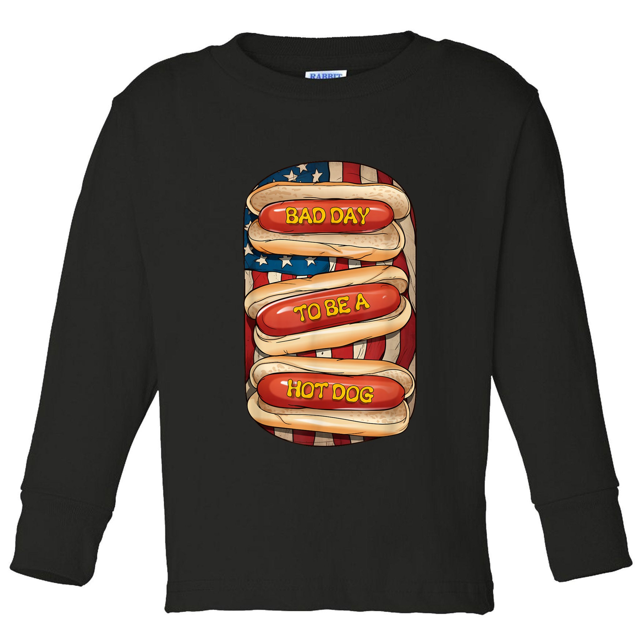 Bad Day To Be A Hot Dog July 4th Patriotic Summer Bbq Funny Toddler Long Sleeve Shirt