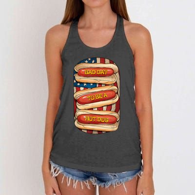 Bad Day To Be A Hot Dog July 4th Patriotic Summer Bbq Funny Women's Knotted Racerback Tank