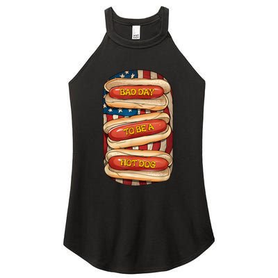 Bad Day To Be A Hot Dog July 4th Patriotic Summer Bbq Funny Women's Perfect Tri Rocker Tank