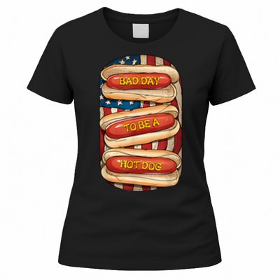 Bad Day To Be A Hot Dog July 4th Patriotic Summer Bbq Funny Women's T-Shirt