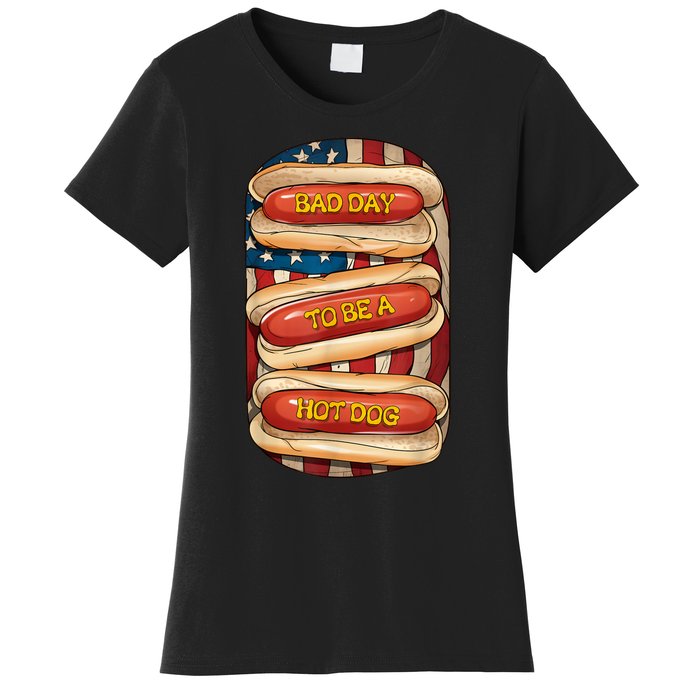 Bad Day To Be A Hot Dog July 4th Patriotic Summer Bbq Funny Women's T-Shirt