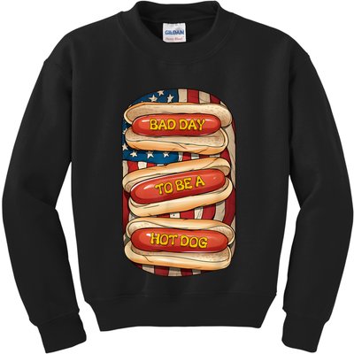 Bad Day To Be A Hot Dog July 4th Patriotic Summer Bbq Funny Kids Sweatshirt