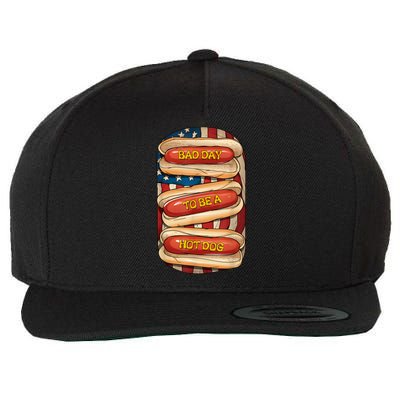 Bad Day To Be A Hot Dog July 4th Patriotic Summer Bbq Funny Wool Snapback Cap