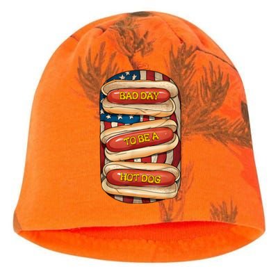 Bad Day To Be A Hot Dog July 4th Patriotic Summer Bbq Funny Kati - Camo Knit Beanie