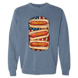 Bad Day To Be A Hot Dog July 4th Patriotic Summer Bbq Funny Garment-Dyed Sweatshirt