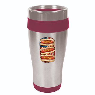 Bad Day To Be A Hot Dog July 4th Patriotic Summer Bbq Funny 16oz Travel Tumbler