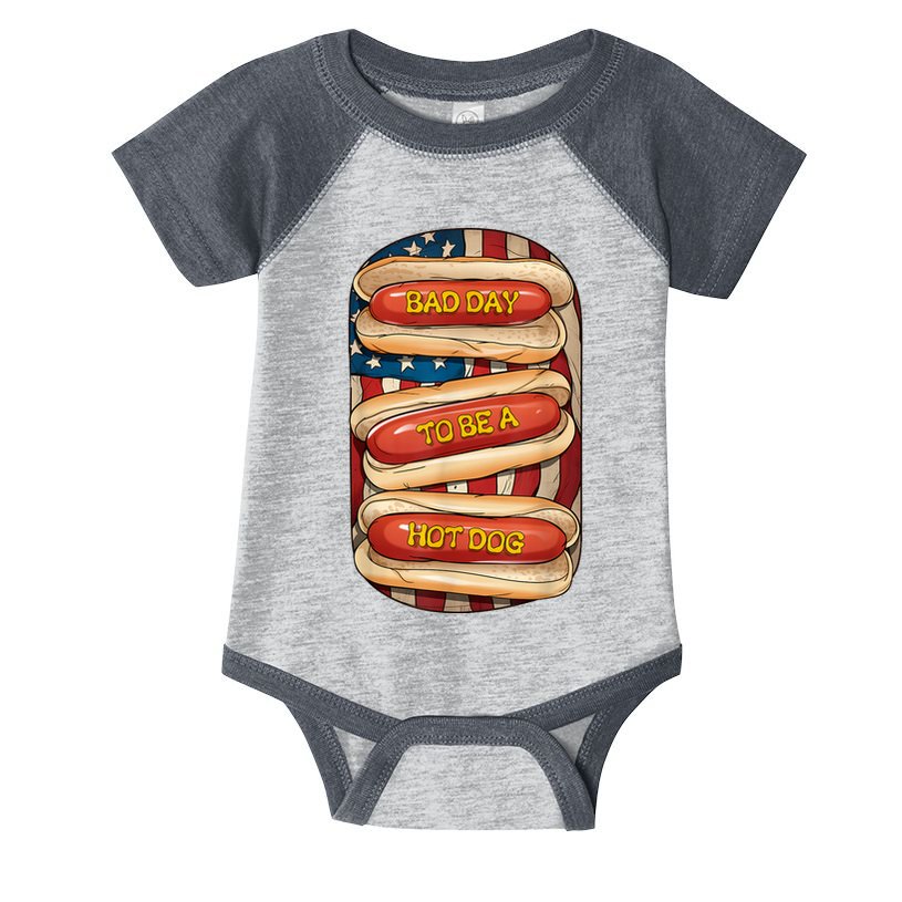 Bad Day To Be A Hot Dog July 4th Patriotic Summer Bbq Funny Infant Baby Jersey Bodysuit