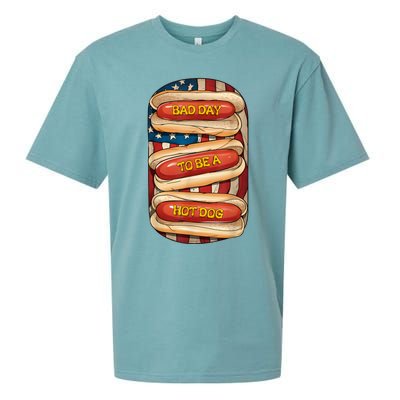 Bad Day To Be A Hot Dog July 4th Patriotic Summer Bbq Funny Sueded Cloud Jersey T-Shirt