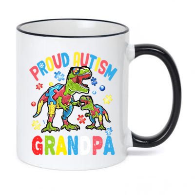 Big Dinosaur Tcute Giftrex And Autism Proud Autism Grandpa Cute Gift 11oz Black Color Changing Mug