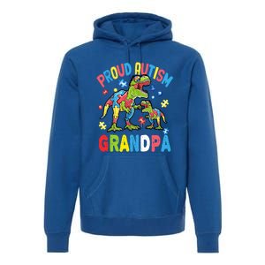 Big Dinosaur Tcute Giftrex And Autism Proud Autism Grandpa Cute Gift Premium Hoodie