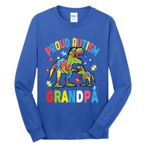 Big Dinosaur Tcute Giftrex And Autism Proud Autism Grandpa Cute Gift Tall Long Sleeve T-Shirt