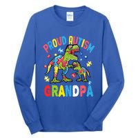 Big Dinosaur Tcute Giftrex And Autism Proud Autism Grandpa Cute Gift Tall Long Sleeve T-Shirt