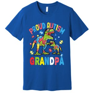 Big Dinosaur Tcute Giftrex And Autism Proud Autism Grandpa Cute Gift Premium T-Shirt