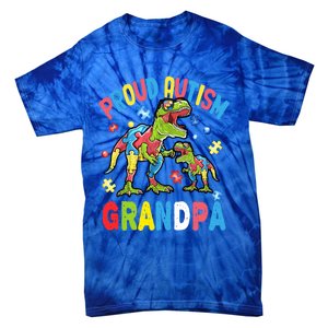 Big Dinosaur Tcute Giftrex And Autism Proud Autism Grandpa Cute Gift Tie-Dye T-Shirt