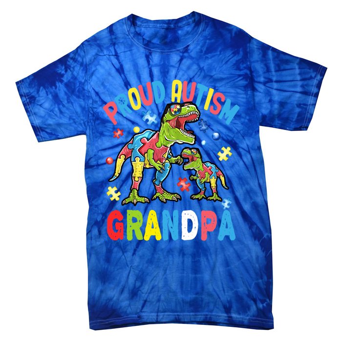 Big Dinosaur Tcute Giftrex And Autism Proud Autism Grandpa Cute Gift Tie-Dye T-Shirt