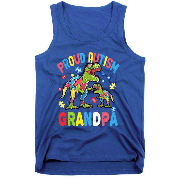 Big Dinosaur Tcute Giftrex And Autism Proud Autism Grandpa Cute Gift Tank Top