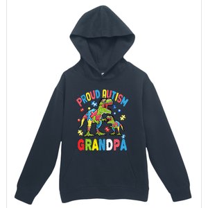 Big Dinosaur Tcute Giftrex And Autism Proud Autism Grandpa Cute Gift Urban Pullover Hoodie