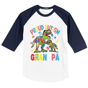 Big Dinosaur Tcute Giftrex And Autism Proud Autism Grandpa Cute Gift Baseball Sleeve Shirt