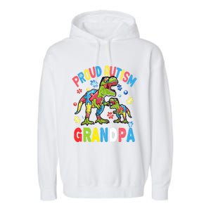 Big Dinosaur Tcute Giftrex And Autism Proud Autism Grandpa Cute Gift Garment-Dyed Fleece Hoodie