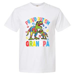 Big Dinosaur Tcute Giftrex And Autism Proud Autism Grandpa Cute Gift Garment-Dyed Heavyweight T-Shirt