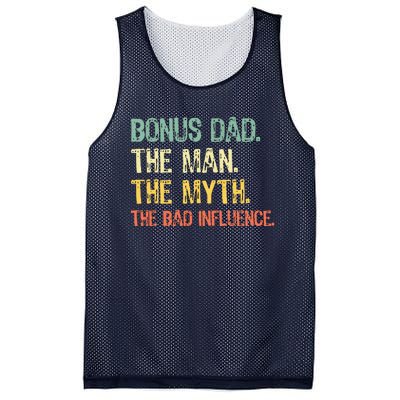 Bonus Dad The Man Myth Bad Influence Funny StepDad Stepdad Mesh Reversible Basketball Jersey Tank