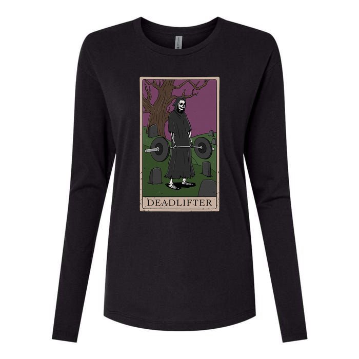 Bodybuilding Deadlifter Tarot Card Strength Training Womens Cotton Relaxed Long Sleeve T-Shirt