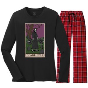 Bodybuilding Deadlifter Tarot Card Strength Training Women's Long Sleeve Flannel Pajama Set 