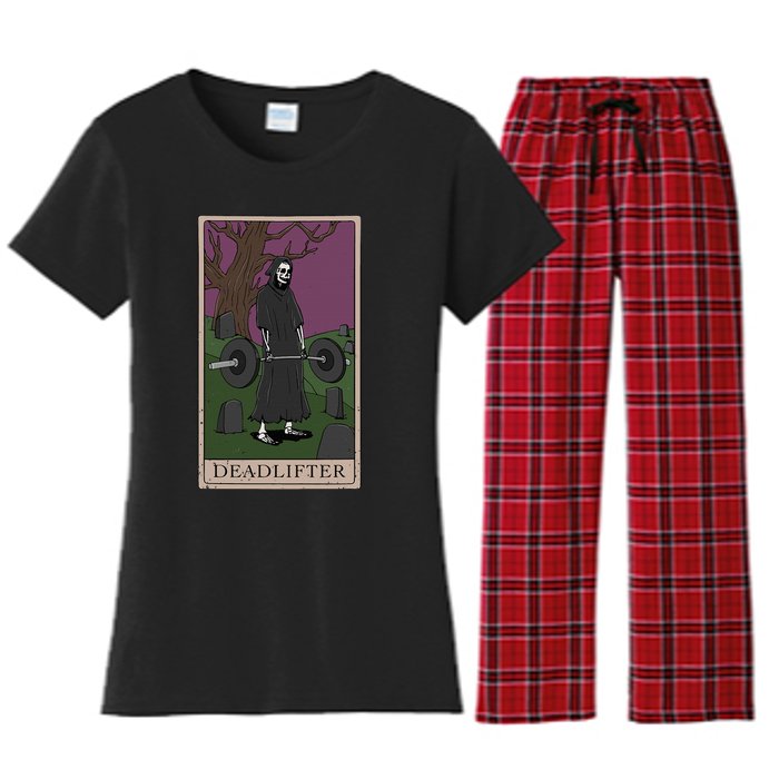 Bodybuilding Deadlifter Tarot Card Strength Training Women's Flannel Pajama Set