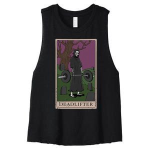 Bodybuilding Deadlifter Tarot Card Strength Training Women's Racerback Cropped Tank