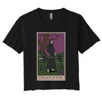 Bodybuilding Deadlifter Tarot Card Strength Training Women's Crop Top Tee