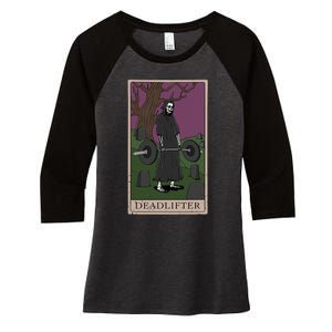 Bodybuilding Deadlifter Tarot Card Strength Training Women's Tri-Blend 3/4-Sleeve Raglan Shirt